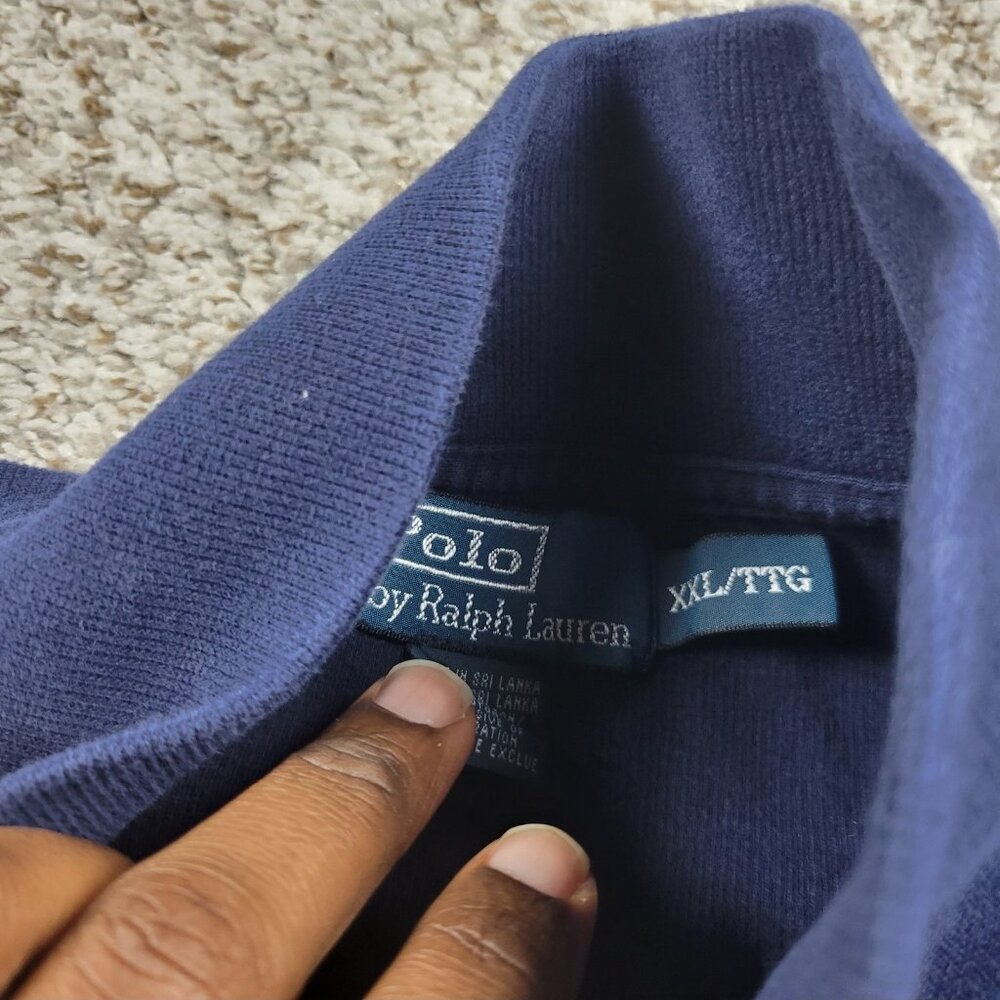 Polo Ralph Lauren Sweater Mens 2XL Blue Quarter Zip Long Sleeve - Picture 2 of 6
